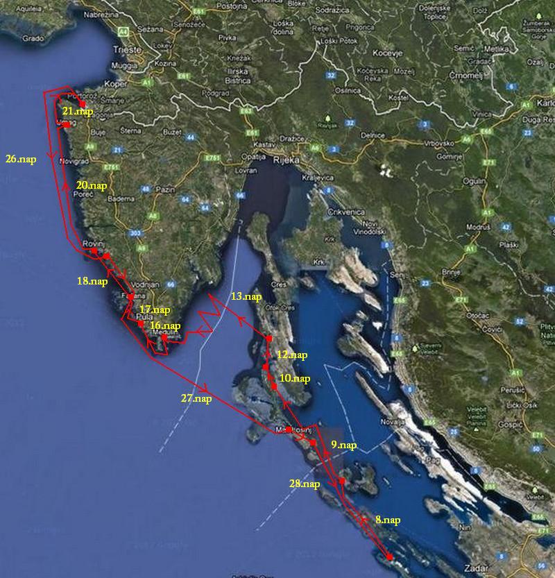 Útvonalam. 278 tengeri mérföld. Szlovéniáig 156 tmf 14 nap alatt, vissza 122 tmf 3 nap alatt. Az utazás…
